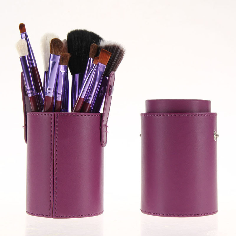 Professional Round PU Bag 12pcs mini travel makeup brushes cosmetic promotional makeup brush set